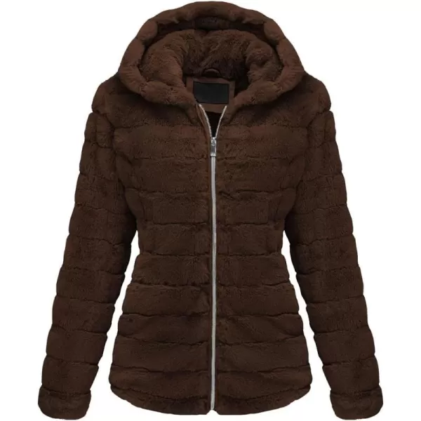 Bellivera Women's Faux Fur Coat Shearling Fluffy Fuzzy Shaggy Hood Sherpa-Lined Fleece Jacket
