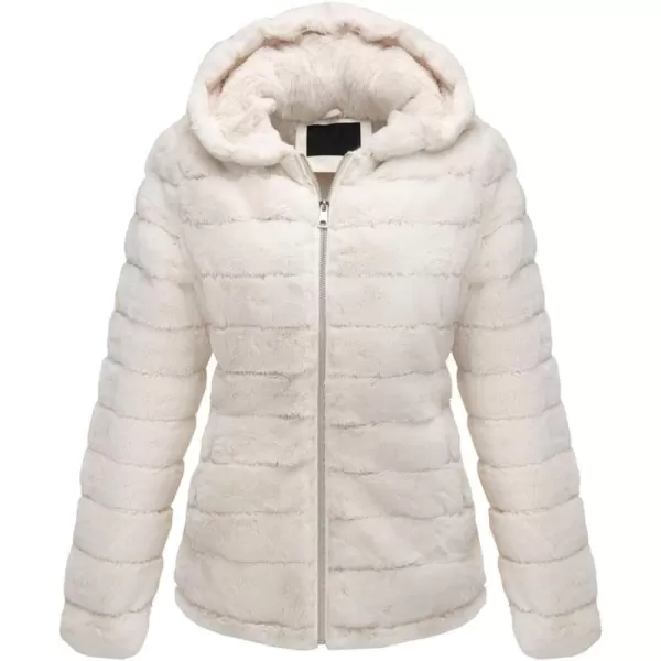 Bellivera Women's Faux Fur Coat Shearling Fluffy Fuzzy Shaggy Hood Sherpa-Lined Fleece Jacket