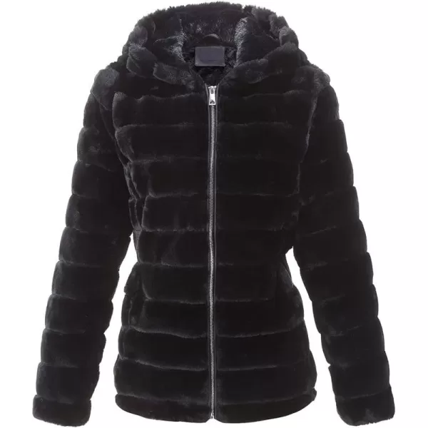 Bellivera Women's Faux Fur Coat Shearling Fluffy Fuzzy Shaggy Hood Sherpa-Lined Fleece Jacket