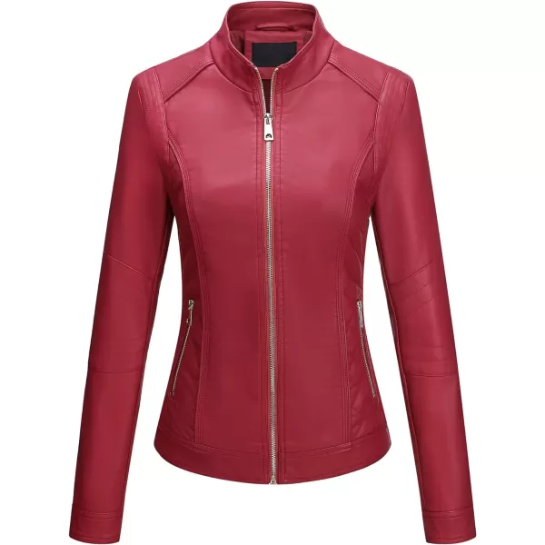 Bellivera Faux Leather Jacket Women Motorcycle Zipper Bomber PU Bike Coat with Pockets