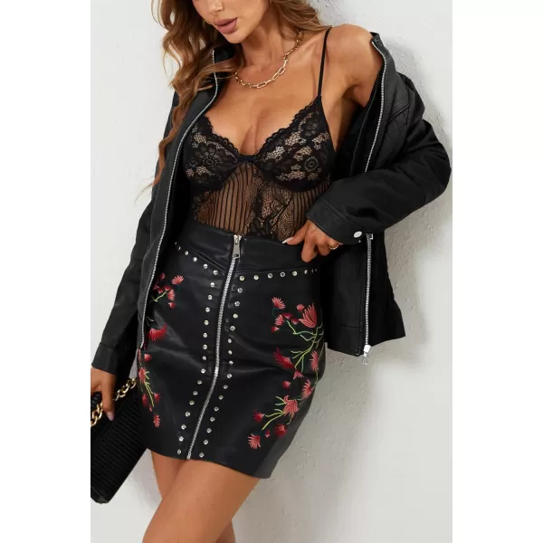 Bellivera Faux Leather Jacket Women Motorcycle Zipper Bomber PU Bike Coat with Pockets