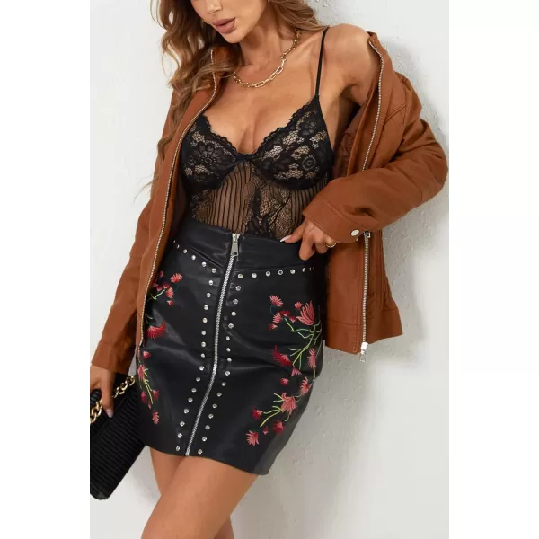 Bellivera Faux Leather Jacket Women Motorcycle Zipper Bomber PU Bike Coat with Pockets