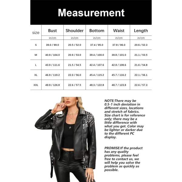 Bellivera Faux Leather Jacket for Women Studded Rivet Floral Moto Biker Short Lapel Coat