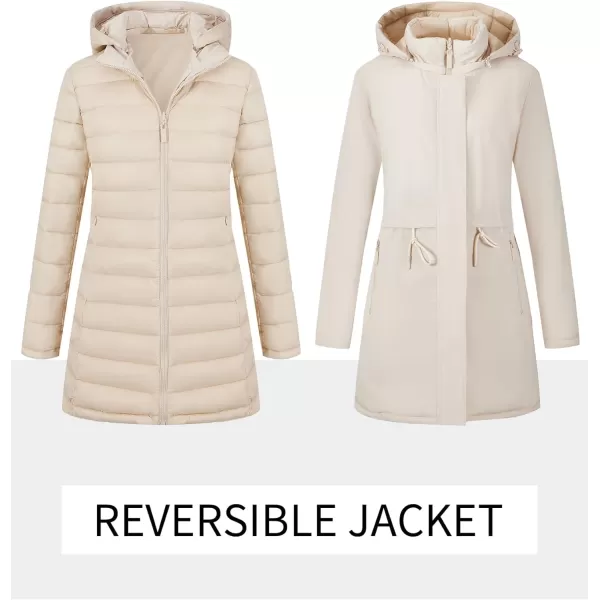 Bellivera Women Puffer Jacket Reversible Spring and Winter Fashion Warm Quilted Long Hooded Padded Bubble Coat