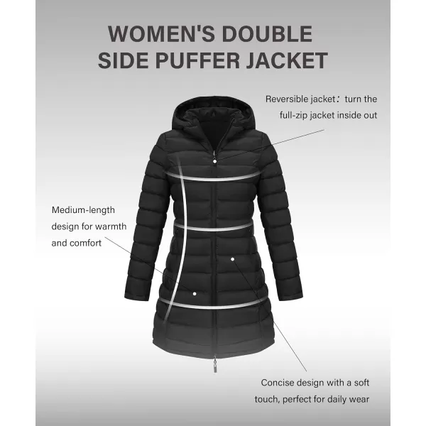 Bellivera Women Puffer Jacket Reversible Spring and Winter Fashion Warm Quilted Long Hooded Padded Bubble Coat