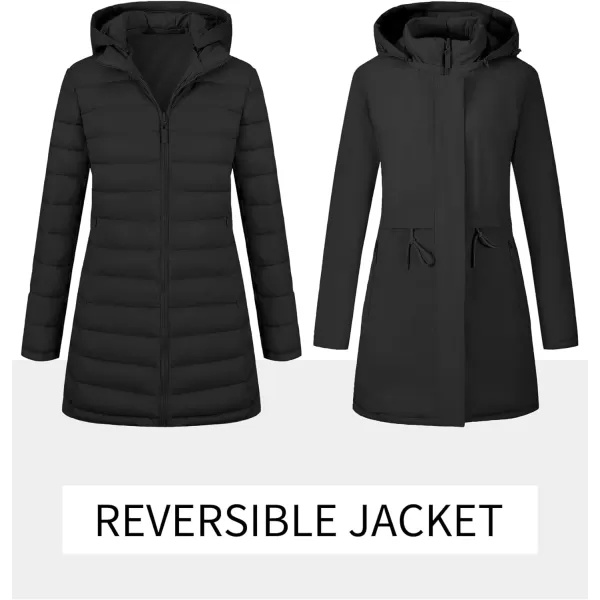 Bellivera Women Puffer Jacket Reversible Spring and Winter Fashion Warm Quilted Long Hooded Padded Bubble Coat