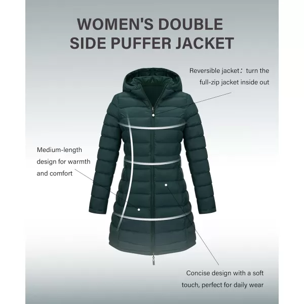 Bellivera Women Puffer Jacket Reversible Spring and Winter Fashion Warm Quilted Long Hooded Padded Bubble Coat