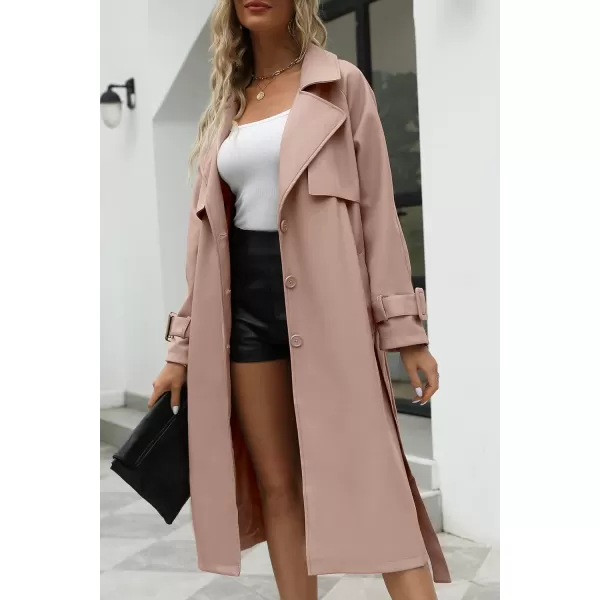 Bellivera Women Trench Coat Long Loose Jacket Faux PU Leather Oversize Classic Lapel Overcoat with Belt