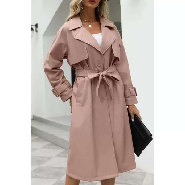 Bellivera Women Trench Coat Long Loose Jacket Faux PU Leather Oversize Classic Lapel Overcoat with Belt