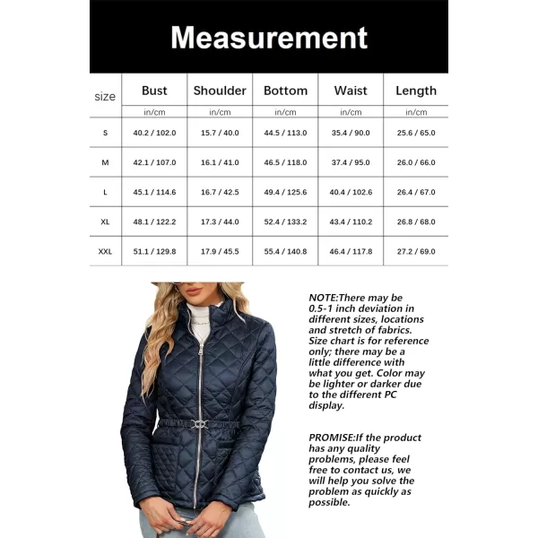 Bellivera Womens Diamond Quilted Lightweight Puffer Jacket Spring and Winter Padded Coat