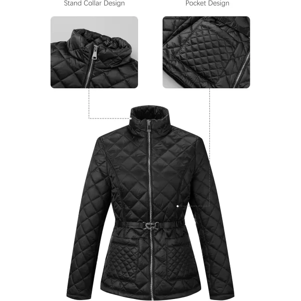 Bellivera Womens Diamond Quilted Lightweight Puffer Jacket Spring and Winter Padded Coat