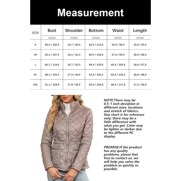 Bellivera Womens Diamond Quilted Lightweight Puffer Jacket Spring and Winter Padded Coat