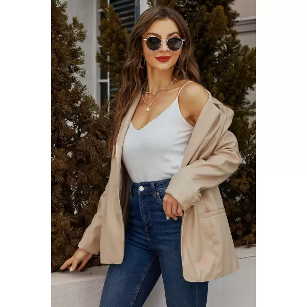 Bellivera Women's Faux Leather Blazer Jacket Oversized Long Sleeve Coat Motorcycle Vegan Pleather Outerwear