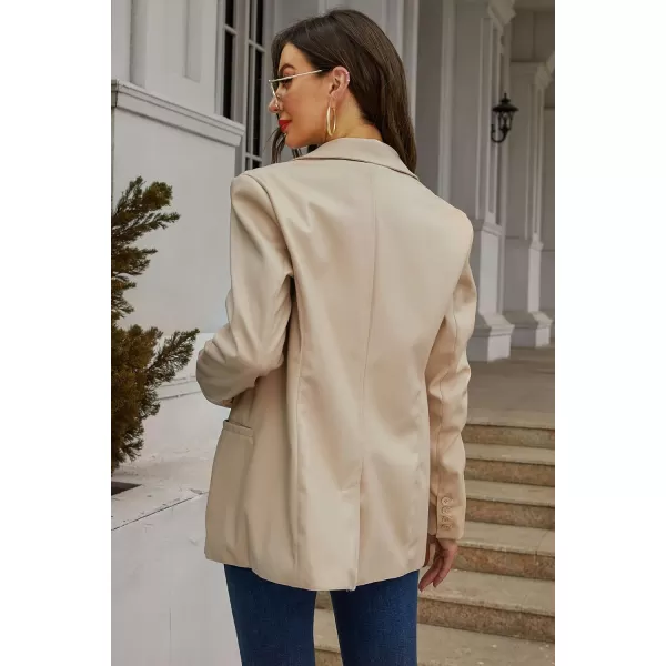 Bellivera Women's Faux Leather Blazer Jacket Oversized Long Sleeve Coat Motorcycle Vegan Pleather Outerwear