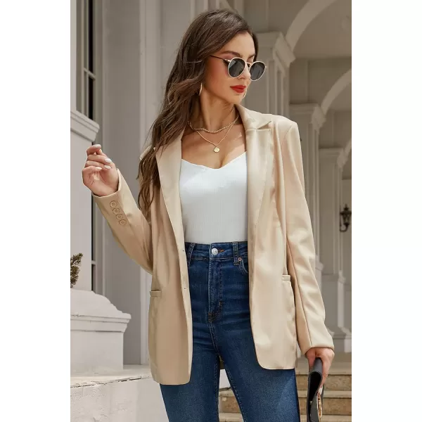 Bellivera Women's Faux Leather Blazer Jacket Oversized Long Sleeve Coat Motorcycle Vegan Pleather Outerwear