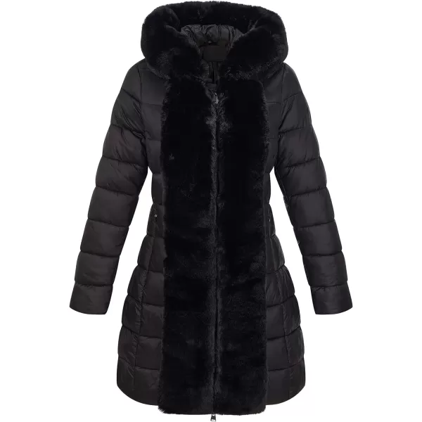 Bellivera Women's Faux Leather Fleece Lined Coat Winter Hooded Zip-up Parka with Belt