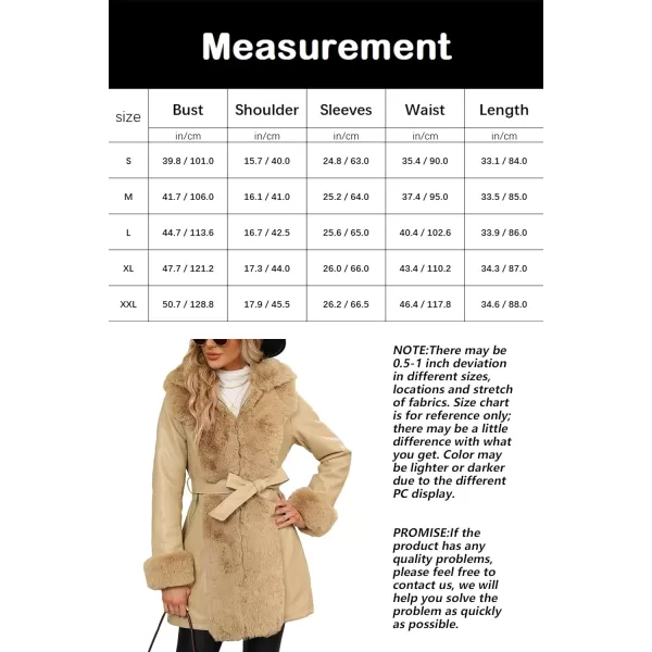 Bellivera Women's Faux Leather Fleece Lined Coat Winter Hooded Zip-up Parka with Belt