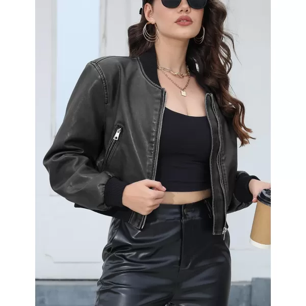 Bellivera Women's Faux Leather Jacket Bomber Casual Zip Up Coat PU Moto Bike Outwear with Pockets