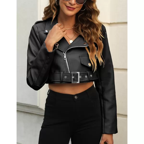 Bellivera Women's Faux Leather Jacket Bomber Casual Zip Up Coat PU Moto Bike Outwear with Pockets