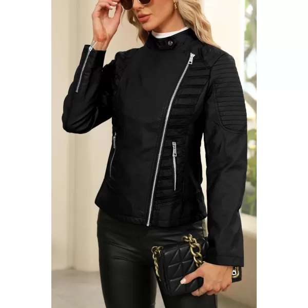 Bellivera Women's Faux Leather Jacket Bomber Casual Zip Up Coat PU Moto Bike Outwear with Pockets