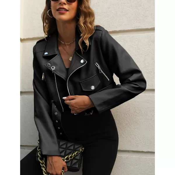 Bellivera Women's Faux Leather Jacket Bomber Casual Zip Up Coat PU Moto Bike Outwear with Pockets