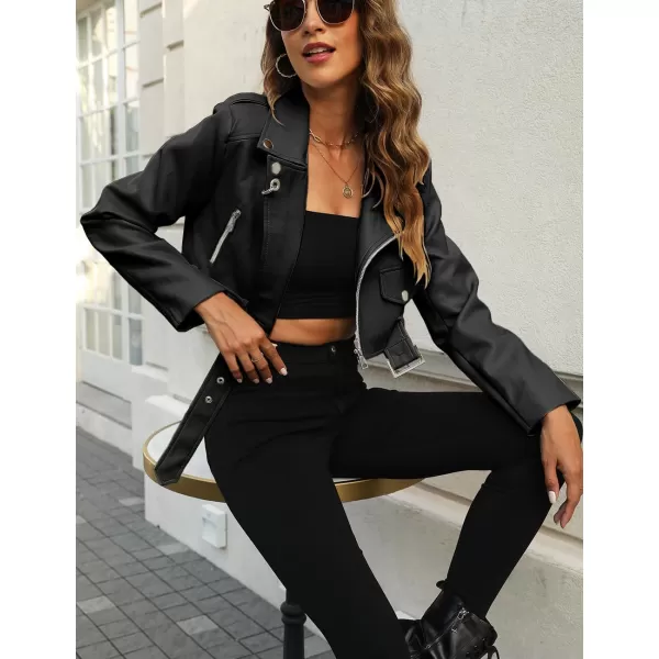 Bellivera Women's Faux Leather Jacket Bomber Casual Zip Up Coat PU Moto Bike Outwear with Pockets