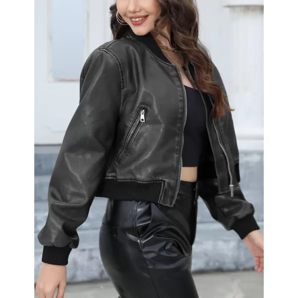 Bellivera Women's Faux Leather Jacket Bomber Casual Zip Up Coat PU Moto Bike Outwear with Pockets