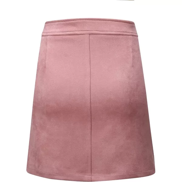 Bellivera Women's High Waist Pencil Mini A-Line Bodycon Faux Suede Solid Fall Short Basic Skirt