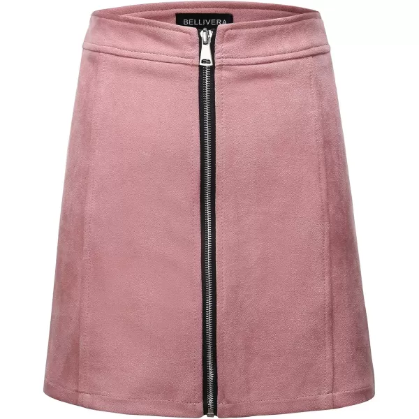 Bellivera Women's High Waist Pencil Mini A-Line Bodycon Faux Suede Solid Fall Short Basic Skirt