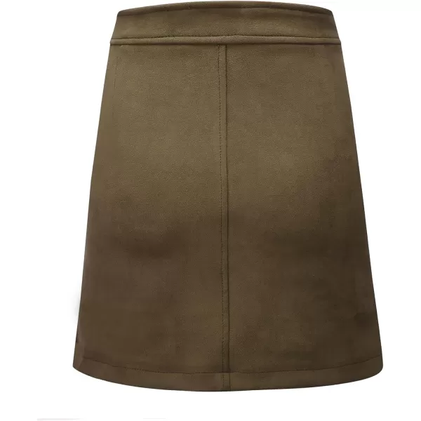 Bellivera Women's High Waist Pencil Mini A-Line Bodycon Faux Suede Solid Fall Short Basic Skirt
