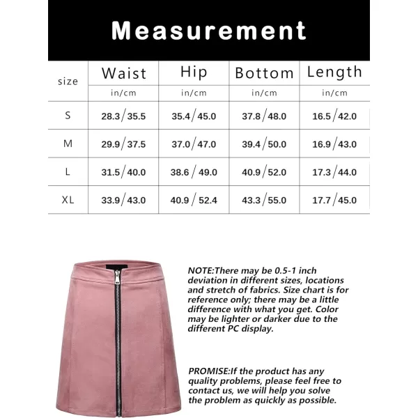 Bellivera Women's High Waist Pencil Mini A-Line Bodycon Faux Suede Solid Fall Short Basic Skirt