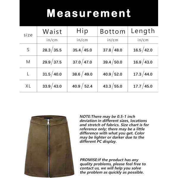 Bellivera Women's High Waist Pencil Mini A-Line Bodycon Faux Suede Solid Fall Short Basic Skirt