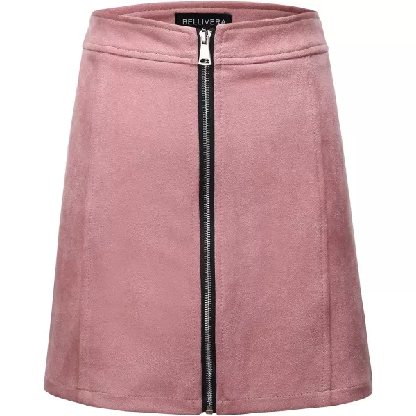 Bellivera Women's High Waist Pencil Mini A-Line Bodycon Faux Suede Solid Fall Short Basic Skirt