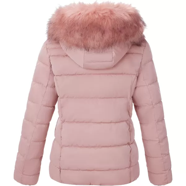 Bellivera Womens Lightweight Puffer Jacket, Winter Coats for Women Warm Quilted Bubble Padded Hood Coat with Faux Fur Collar