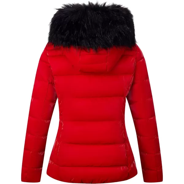 Bellivera Womens Lightweight Puffer Jacket, Winter Coats for Women Warm Quilted Bubble Padded Hood Coat with Faux Fur Collar