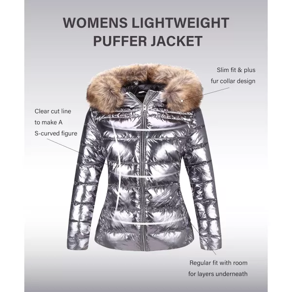 Bellivera Womens Lightweight Puffer Jacket, Winter Coats for Women Warm Quilted Bubble Padded Hood Coat with Faux Fur Collar