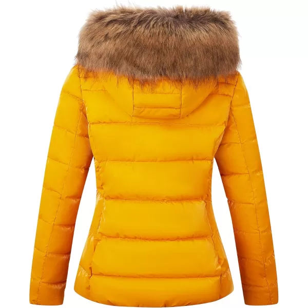 Bellivera Womens Lightweight Puffer Jacket, Winter Coats for Women Warm Quilted Bubble Padded Hood Coat with Faux Fur Collar
