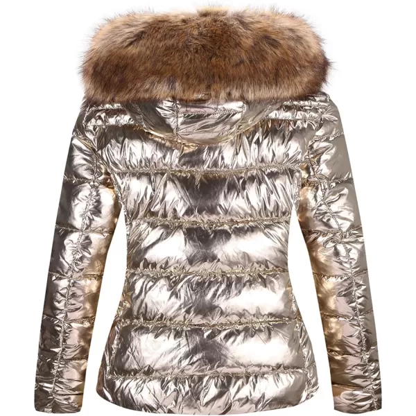 Bellivera Womens Lightweight Puffer Jacket, Winter Coats for Women Warm Quilted Bubble Padded Hood Coat with Faux Fur Collar