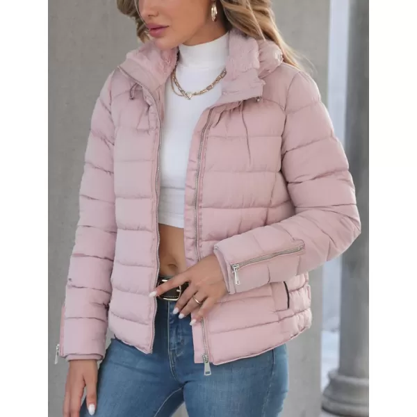 Bellivera Womens Lightweight Puffer Jacket, Winter Coats for Women Warm Quilted Bubble Padded Hood Coat with Faux Fur Collar