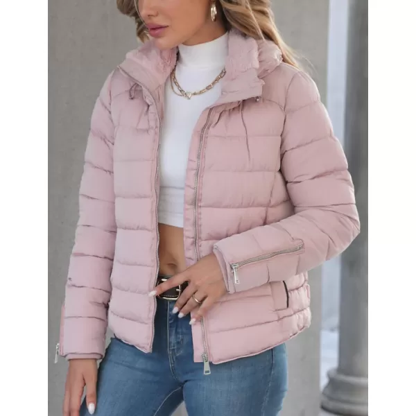 Bellivera Womens Lightweight Puffer Jacket, Winter Coats for Women Warm Quilted Bubble Padded Hood Coat with Faux Fur Collar