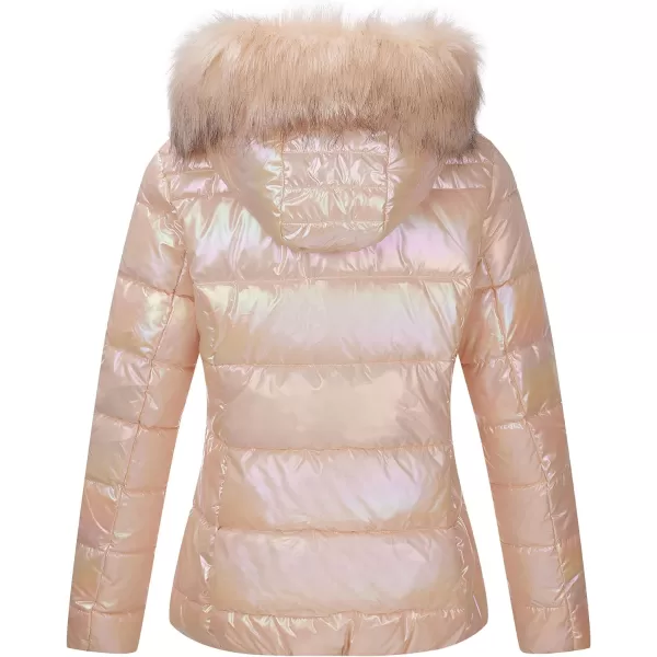 Bellivera Womens Lightweight Puffer Jacket, Winter Coats for Women Warm Quilted Bubble Padded Hood Coat with Faux Fur Collar