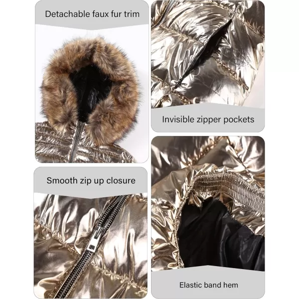 Bellivera Womens Lightweight Puffer Jacket, Winter Coats for Women Warm Quilted Bubble Padded Hood Coat with Faux Fur Collar