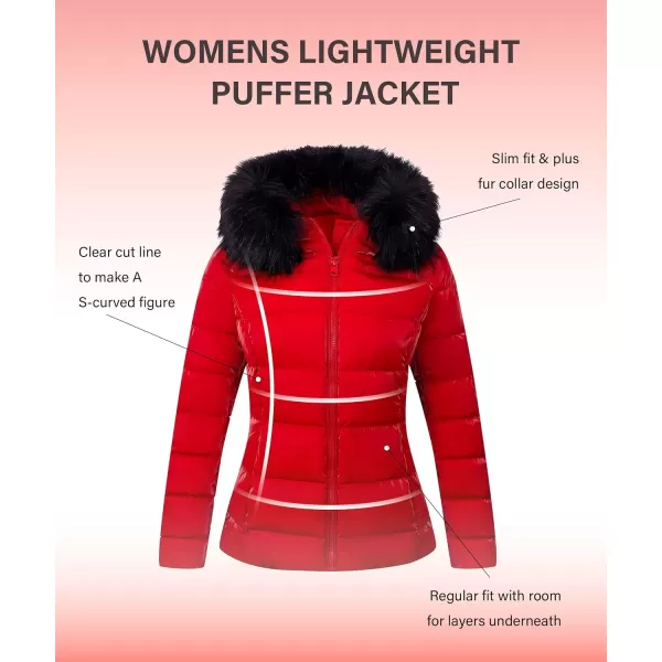 Bellivera Womens Lightweight Puffer Jacket, Winter Coats for Women Warm Quilted Bubble Padded Hood Coat with Faux Fur Collar