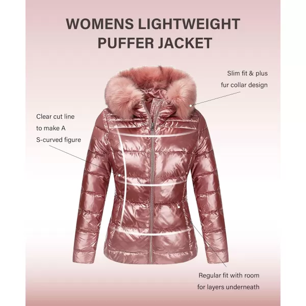 Bellivera Womens Lightweight Puffer Jacket, Winter Coats for Women Warm Quilted Bubble Padded Hood Coat with Faux Fur Collar