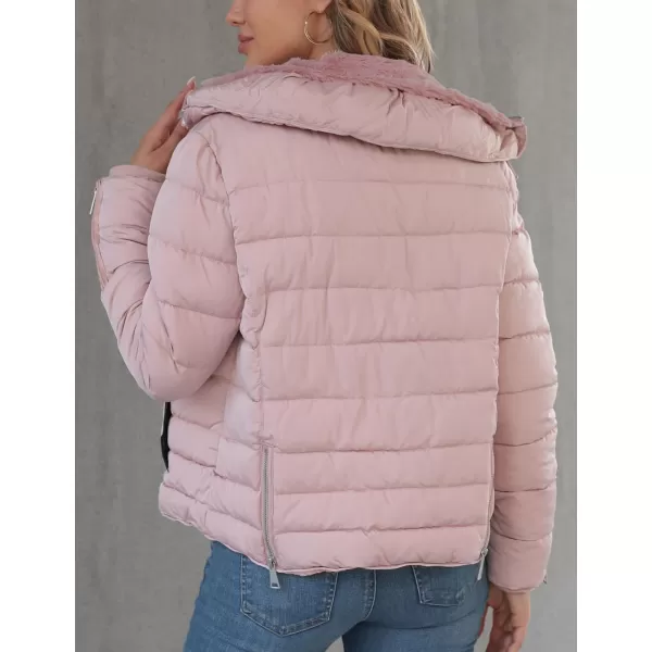 Bellivera Womens Lightweight Puffer Jacket, Winter Coats for Women Warm Quilted Bubble Padded Hood Coat with Faux Fur Collar