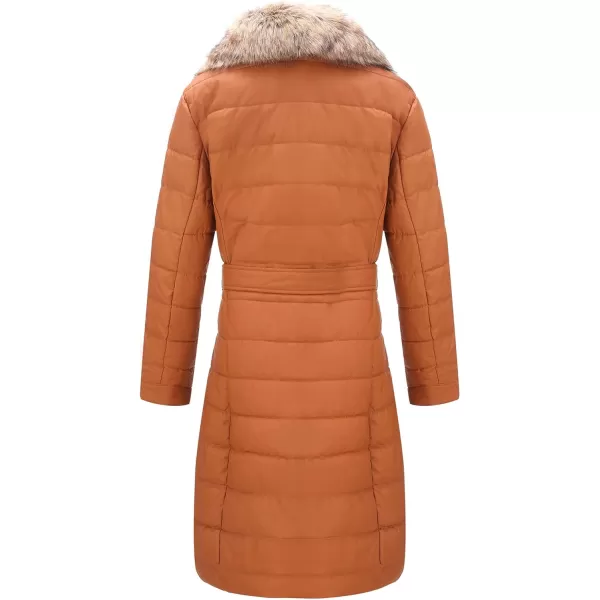 Bellivera Women's Puffer Jacket Faux Leather Bubble Padding Sherpa-Lined Coat with Removable Fur Collar