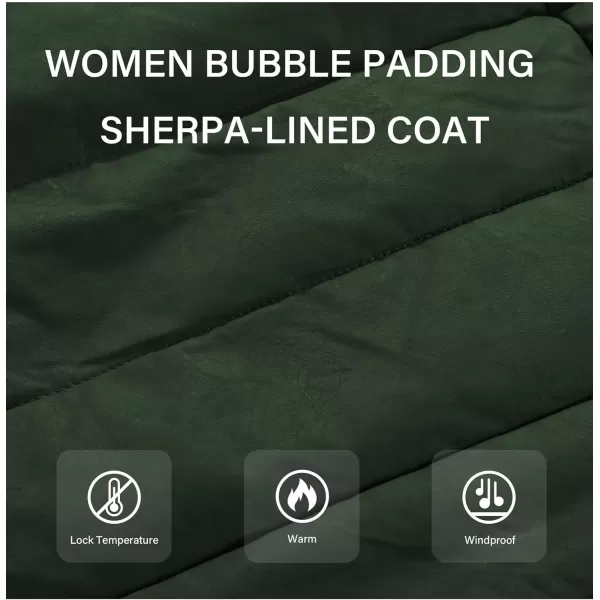 Bellivera Women's Puffer Jacket Faux Leather Bubble Padding Sherpa-Lined Coat with Removable Fur Collar