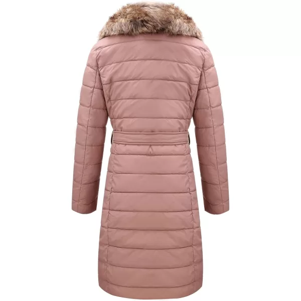 Bellivera Women's Puffer Jacket Faux Leather Bubble Padding Sherpa-Lined Coat with Removable Fur Collar