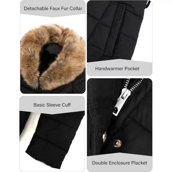 Bellivera Women's Puffer Jacket Faux Leather Bubble Padding Sherpa-Lined Coat with Removable Fur Collar