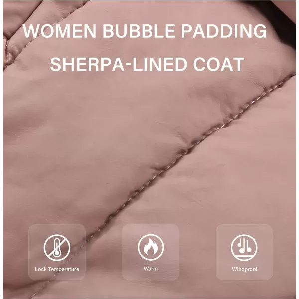 Bellivera Women's Puffer Jacket Faux Leather Bubble Padding Sherpa-Lined Coat with Removable Fur Collar